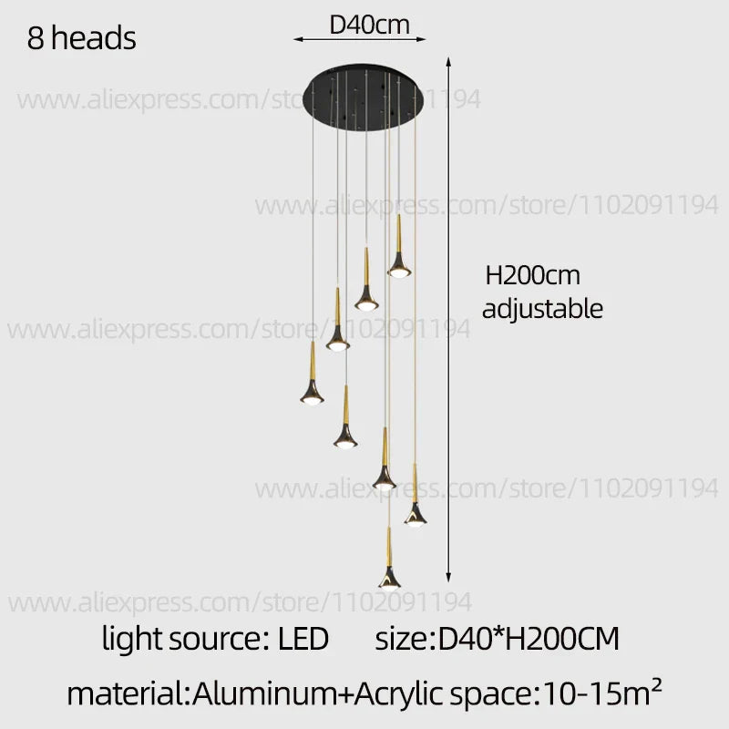 DecorBites™ Contemporary Horn Chandelier: Restaurant & Living Room Ceiling Pendant Lighting