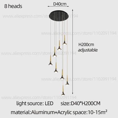 DecorBites™ Contemporary Horn Chandelier: Restaurant & Living Room Ceiling Pendant Lighting