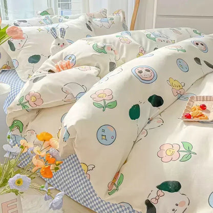 DecorBites™ Cartoon Print Polyester Bedding Set Full Size Soft Duvet Cover Set