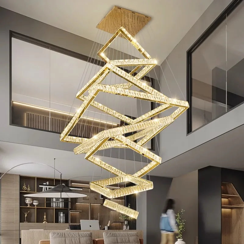 DecorBites™ Crystal Chandelier: Elegant Living Room & Stair Pendant Light