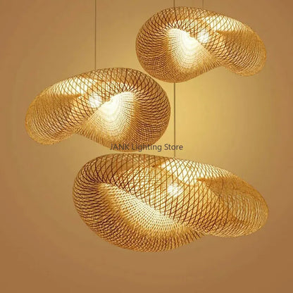 DecorBites™ Bamboo Wave Shade Pendant Lamp for Indoor Lighting