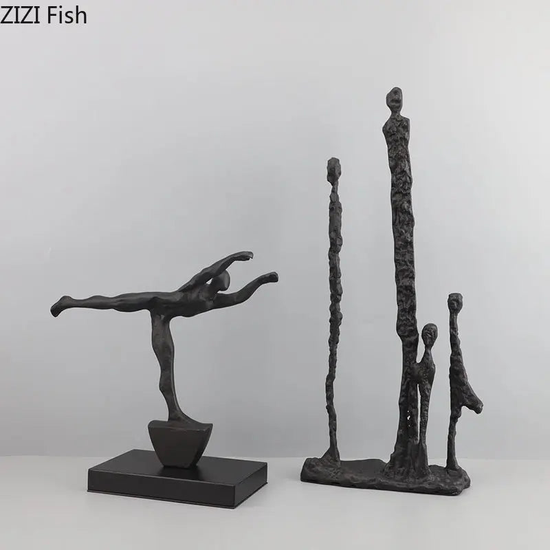 DecorBites™ Abstract Cast Iron Figure Sculpture Modern Home Decor Statue Craft