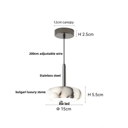 DecorBites™ LED Pendant Lights Bulgari Stone Adjustable Steel Hang Lamp Lighting
