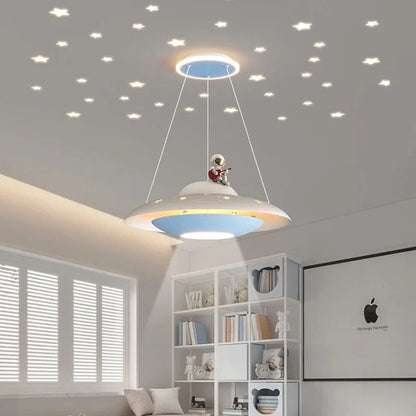 DecorBites™ Cartoon Astronaut Chandelier UFO Ceiling Lamp for Kids Girl Boy Bedroom
