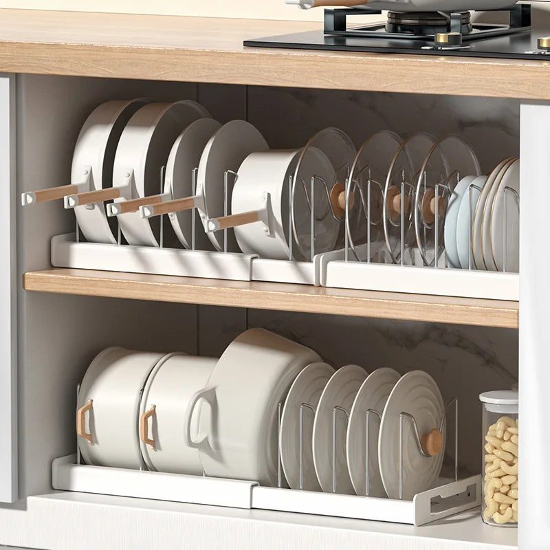 ™ Kitchen Organizer: Expandable Storage Rack for Cabinets with Drawer and Cutting Board Slot
