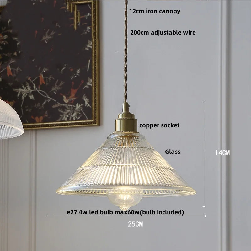 DecorBites™ Clear Glass Nordic LED Pendant Light Fixture with Brass Knob Switch
