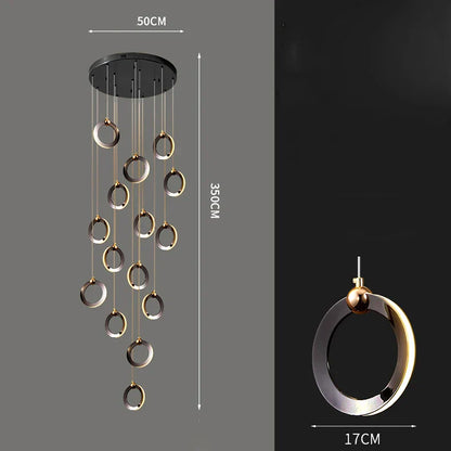 DecorBites™ Crystal Chandelier Stair Pendant, Modern Living Room Lighting, Interior Home Decoration