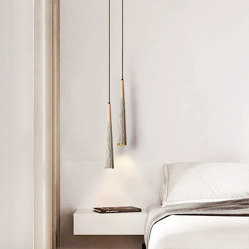 DecorBites™ Cement Cream LED Chandelier for Bedroom Bedside and Front Desk Lighting
