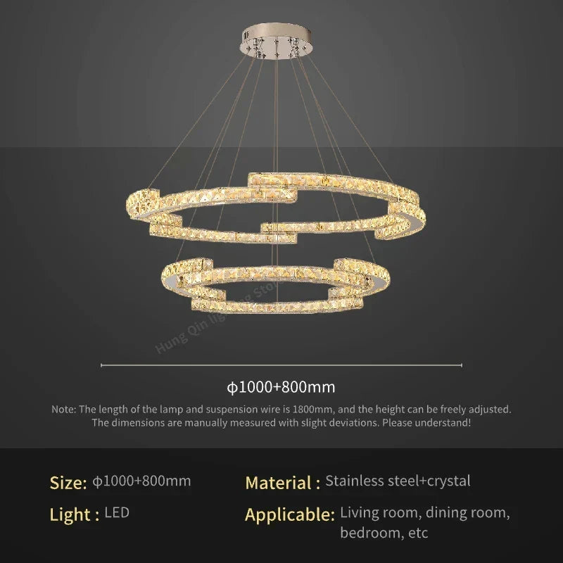 DecorBites™ Circular Crystal Pendant Light Chandelier for Living Room