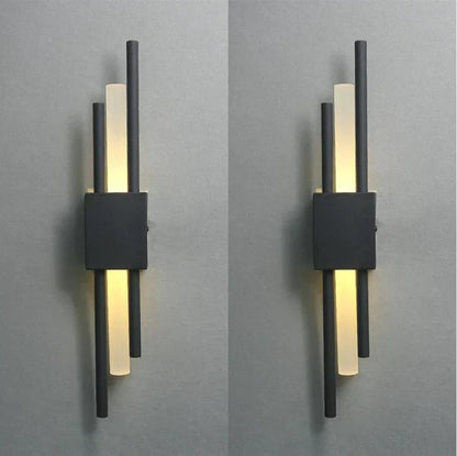 DecorBites™ Black & Gold Acrylic Pipe Wall Lamp, Modern LED Room Decor Sconce