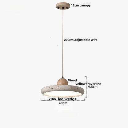 DecorBites™ LED Pendant Lamp Black Iron Wabi Sabi Hanging Light - Yellow Travertine