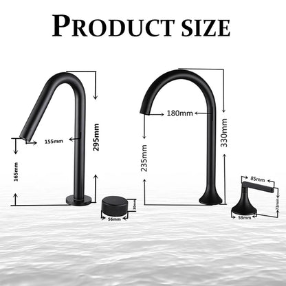 DecorBites™ Brass Basin Faucet Brushed Gold Double Bracket Two Holes Hot Cold Mixer
