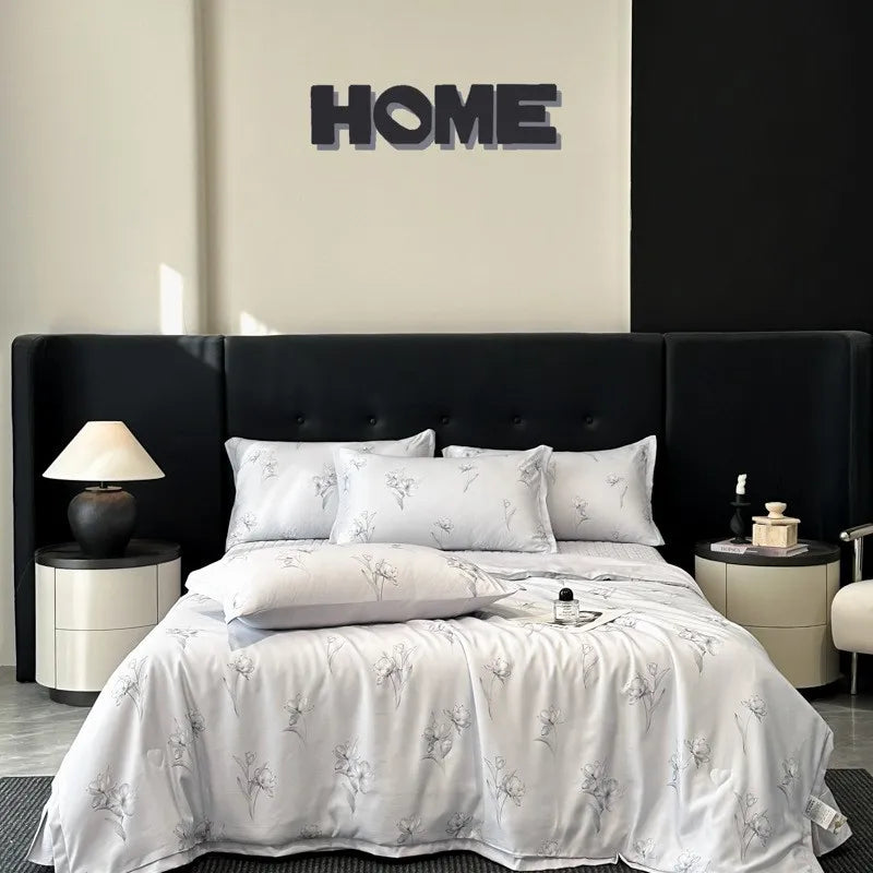 DecorBites™ Cool Silk Summer Quilt Set with Sheets & Pillowcases