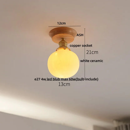 DecorBites™ Lotus Glass LED Ceiling Light with Copper Base - Modern Nordic Design