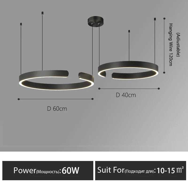 DecorBites™ LED Round Ring Chandelier for Dining Room, Living Room, and Bedroom