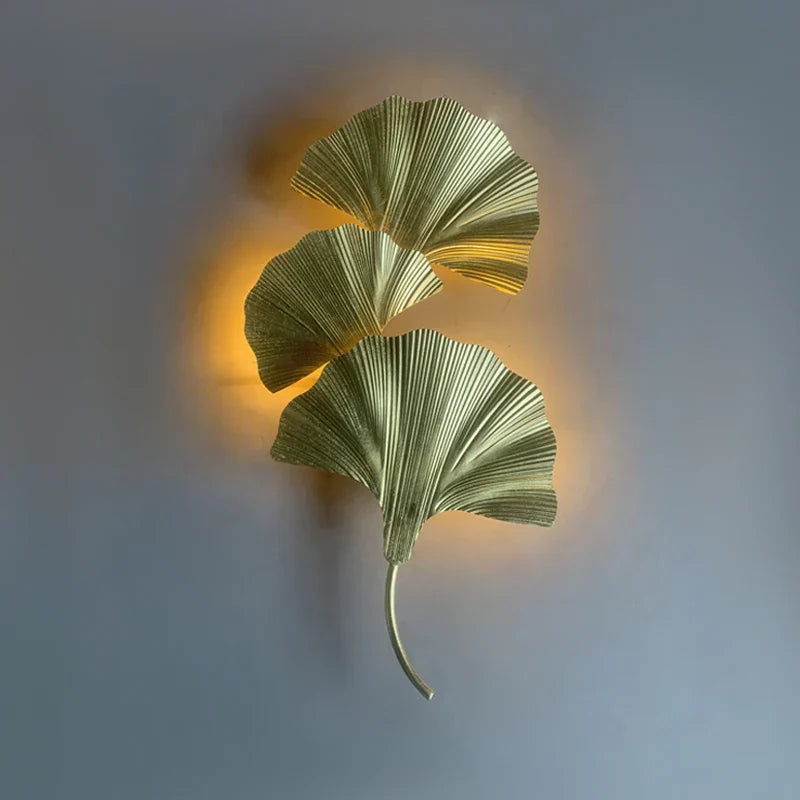 DecorBites™ Ginkgo Leaf Gold Wall Lamp for Hotel Bedroom and Corridor