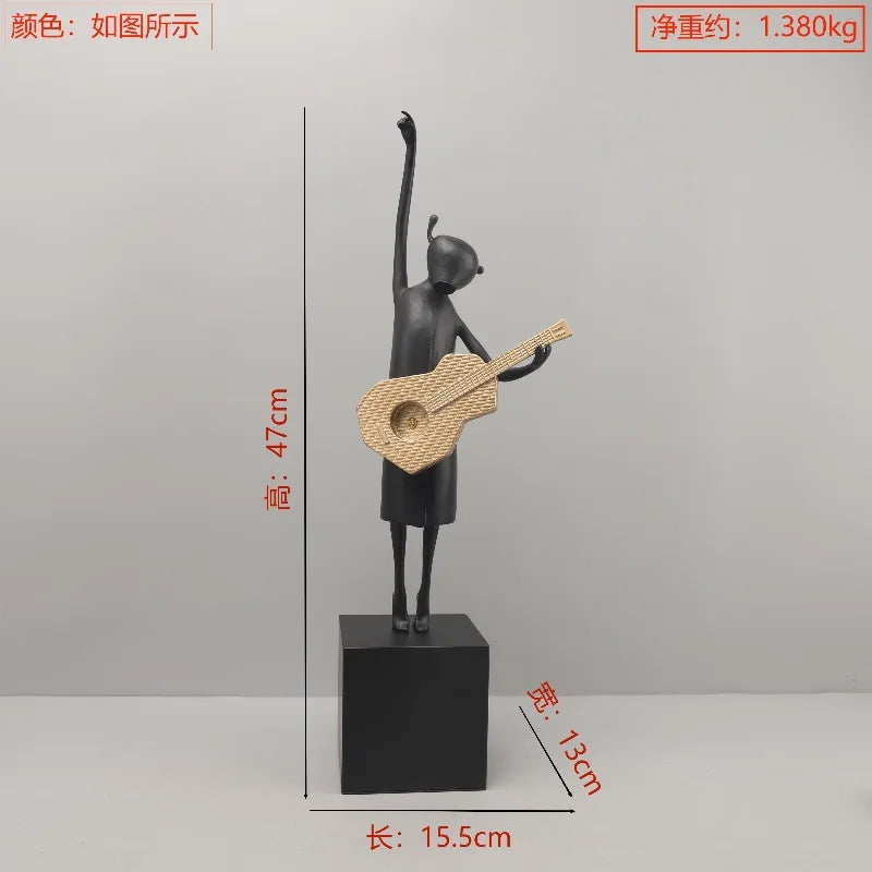 Abstract Guitarist Resin Sculptures by DecorBites™: Musical Instrument Decor for Home