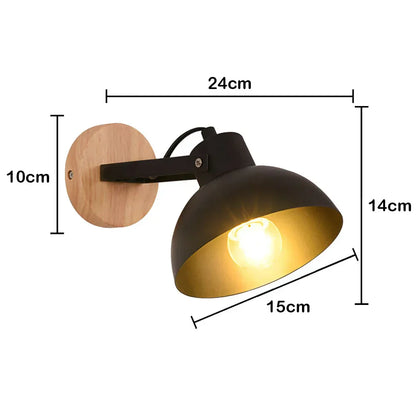 DecorBites™ Black Wooden Wall Light Modern E27 LED Sconce Living Room Decor