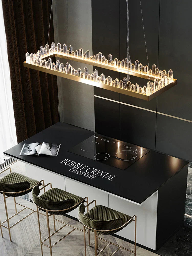 ™ Golden Crystal LED Chandelier for Modern Dining Room