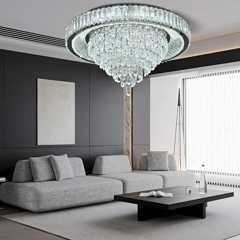 DecorBites™ Cone Crystal Ceiling Chandelier - Stainless Steel Luxury Living Room Decoration