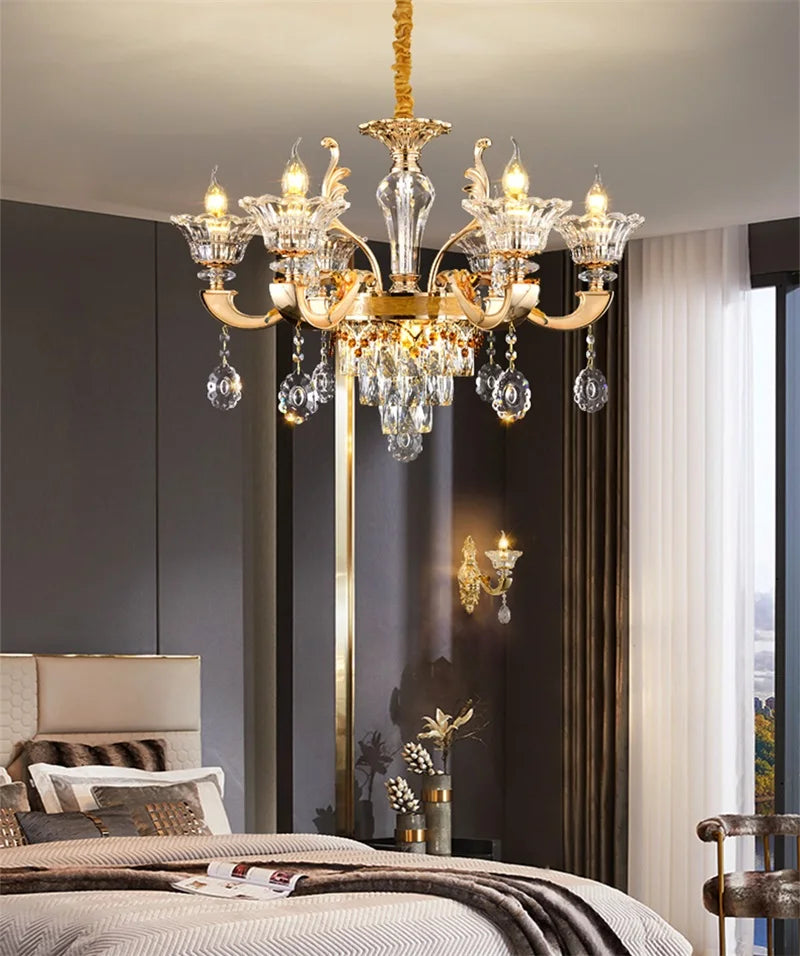 DecorBites™ Gold Crystal Wall Sconce LED Lamp for Home Bedroom & Living Room