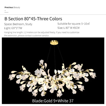 DecorBites™ Ginkgo Biloba Chandelier: Elegant Duplex Living Room Hotel Lobby Pendant Light