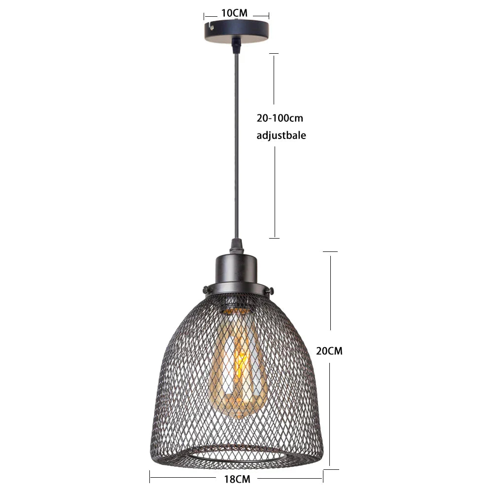 DecorBites™ Black Metal Cage Pendant Light Chandelier for Modern Home Decor