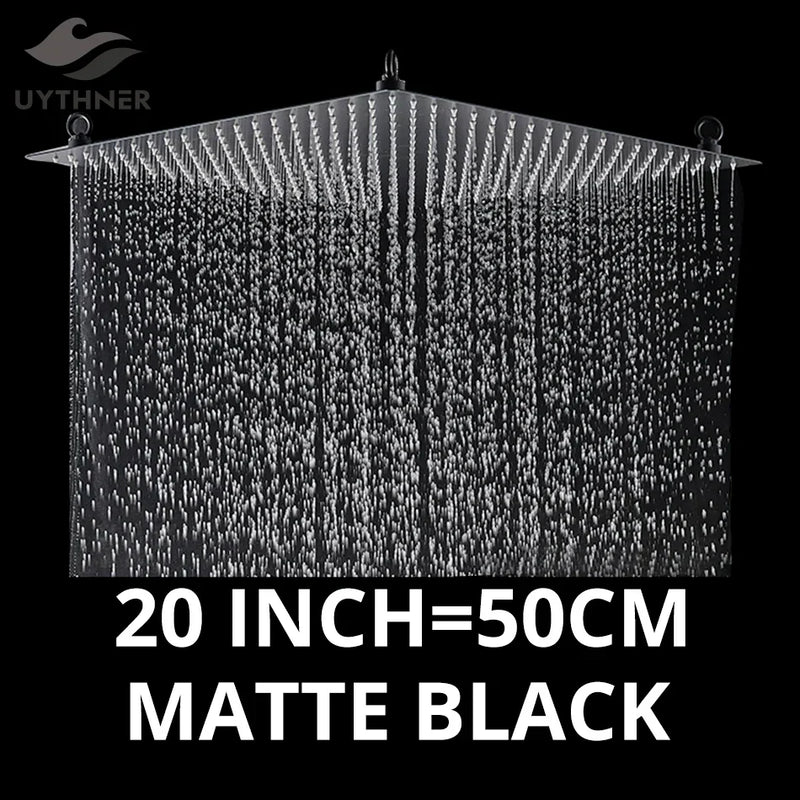 DecorBites™ 20 Inch Square Stainless Steel Rainfall Shower Head - Luxury Chrome Finish