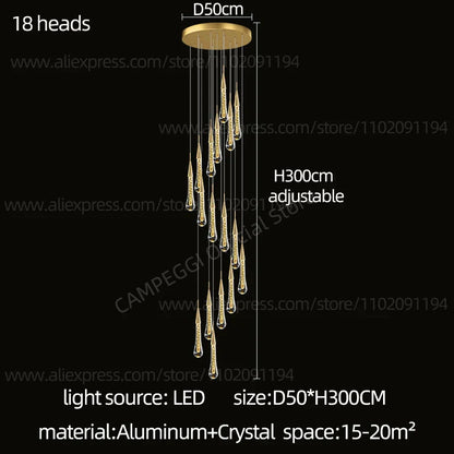 DecorBites™ Crystal LED Pendant Chandelier for Modern Luxury Living Room
