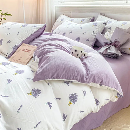 DecorBites™ Cozy Pattern Printed 4Pcs Single Bedding Set - Soft Cotton Fabric