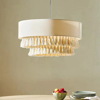 DecorBites™ Creamy Bohemian Wabi Sabi Fabric Chandelier for Creative Bedroom and Dining Room