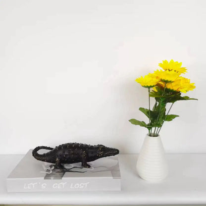 DecorBites™ Golden Crocodile Sculpture Home Decor Figurines