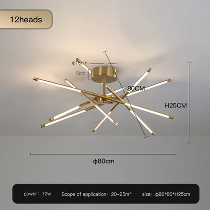 ™ Gold LED Ceiling Chandelier for Living Room Bedroom Kitchen - Dimmable Pendant Light