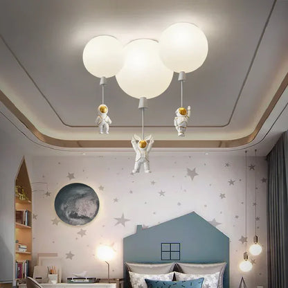 DecorBites™ Astronaut Balloon Ceiling Lamp: Modern Minimalist LED Chandelier for Kids' Room