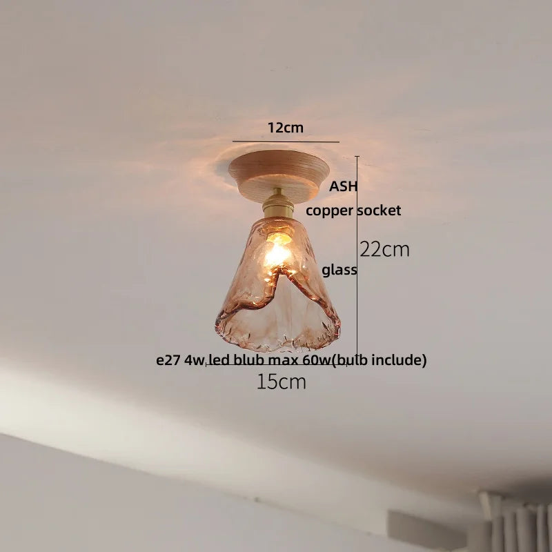 DecorBites™ Lotus Glass LED Ceiling Light with Copper Base - Modern Nordic Design