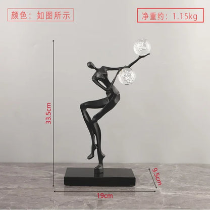 DecorBites™ Golden Man Dancing Crystal Ball Acrobatic Sculpture Figure for Home Decor