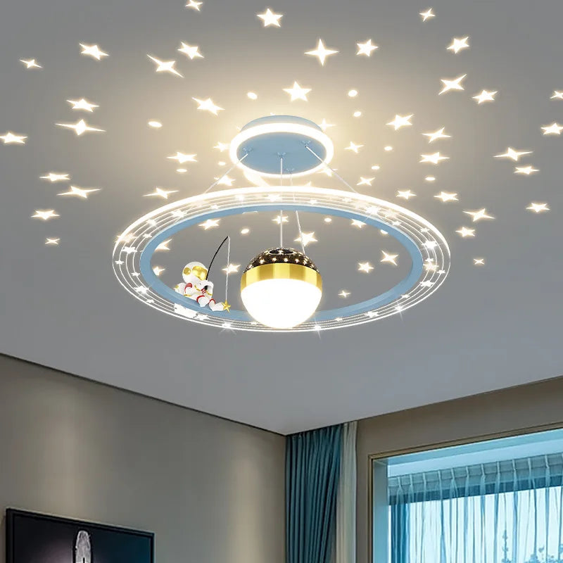 DecorBites™ Astronaut LED Chandeliers: Remote-controlled Ceiling Pendant for Children's Room, Boy's Study, Nursery