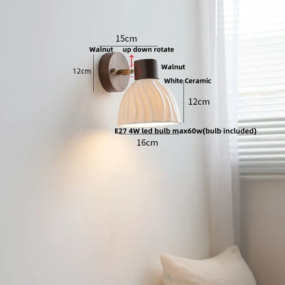 DecorBites™ Ceramic Walnut Wood Wall Light - Modern Nordic Bar Reading Bedside Lamp