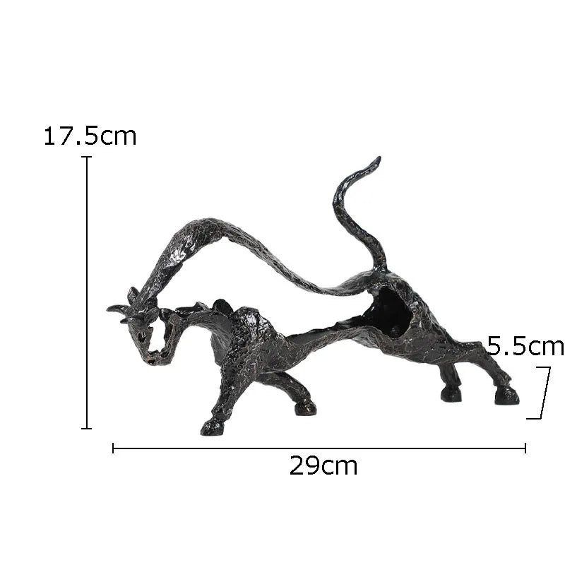 DecorBites™ Bull Statue: Abstract Cast Iron Cattle Sculpture for Modern Home Decor