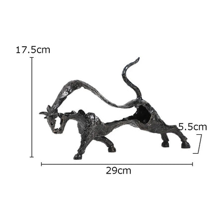 DecorBites™ Bull Statue: Abstract Cast Iron Cattle Sculpture for Modern Home Decor