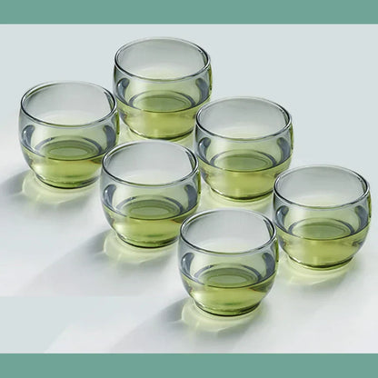 DecorBites™ Glass Tea Cup Set for Chinese Kung Fu Tea, Heat Resistant & Thicken Glass