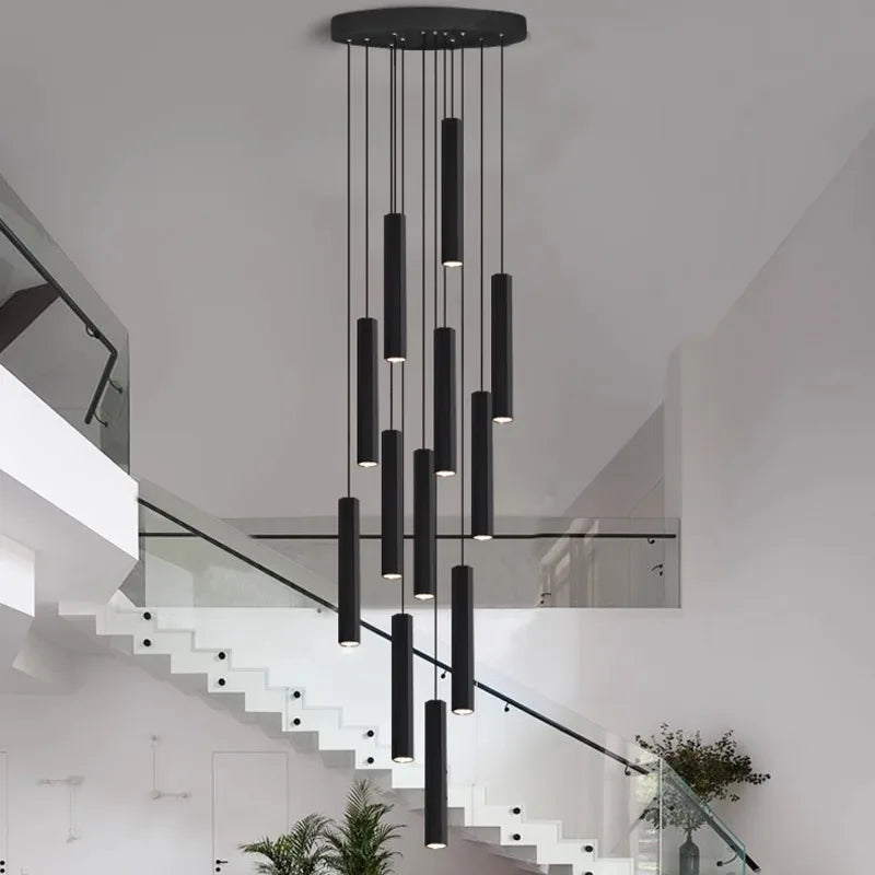 DecorBites™ Crystal Chandelier Stair Pendant Lamp Living Room Lighting