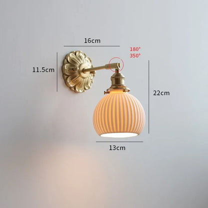 DecorBites™ Ceramic LED Wall Lights: Modern Japan Style Copper Base Sconce for Home Decor