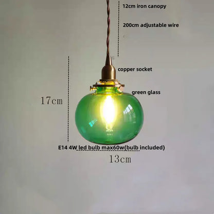 DecorBites™ Amber Glass Ball LED Pendant Light, Modern Nordic Hanging Lamp for Home Decor