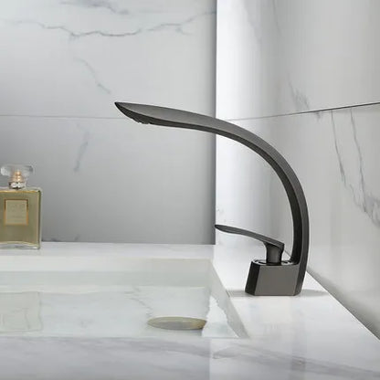 DecorBites™ Brushed Gold Basin Mixer Tap Single Handle Hot Cold Waterfall Faucet