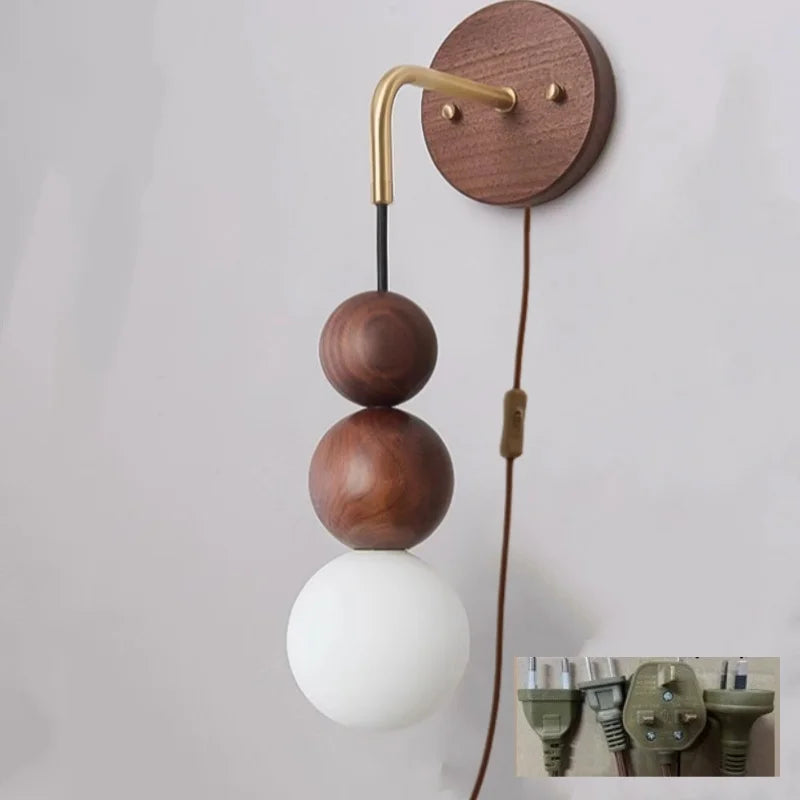 DecorBites™ Glass and Wood Adjustable Wall Light for Living Room and Bedroom