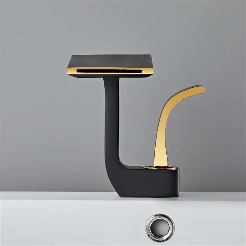 DecorBites™ Gold & Black Brass Bathroom Basin Faucet Cold Hot Water Mixer Sink Tap