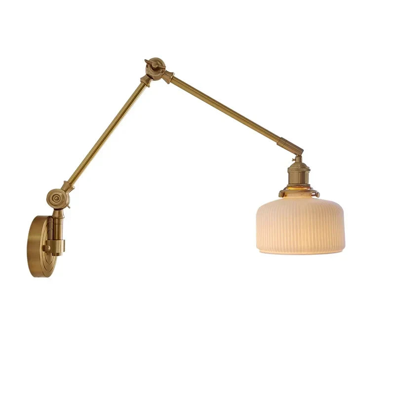 DecorBites™ Ceramic Copper LED Wall Lamp with Adjustable Long Arm Swing