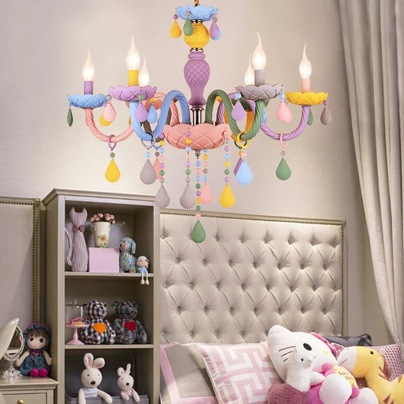 DecorBites™ Crystal Chandelier Modern Macaron Color Children Room Luminaire