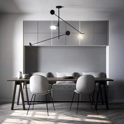 DecorBites™ Black Metal LED Chandelier for Minimalist Living Room Lighting